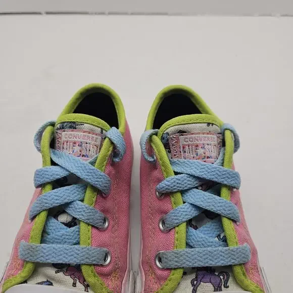 CONVERSE All Star Pink Canvas Unicorn Print Sneakers Low Top Toddler Girls Sz 7 - Picture 4 of 8